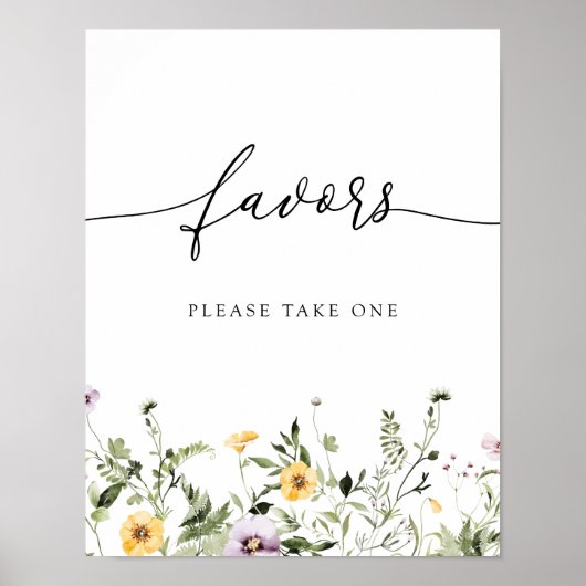繊細な黄色の野花の好意サイン ポスター (正面)