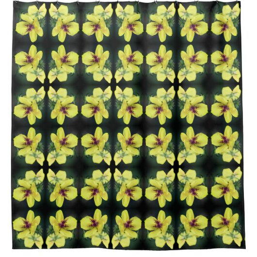 繊細な黄色の野花の抽象芸術アート シャワーカーテン (正面)