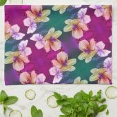 繊細な黄色の野花抽象芸術アートパターン キッチンタオル (折り畳み)