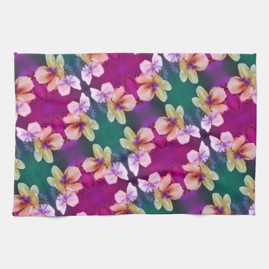 繊細な黄色の野花抽象芸術アートパターン キッチンタオル (横)