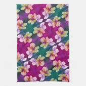 繊細な黄色の野花抽象芸術アートパターン キッチンタオル (縦)