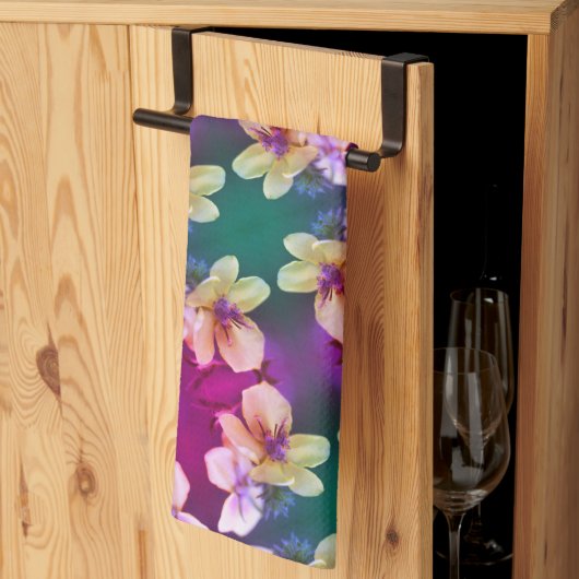 繊細な黄色の野花抽象芸術アートパターン キッチンタオル (三つ折り)