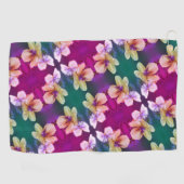 繊細な黄色の野花抽象芸術アートパターン ゴルフタオル (横)