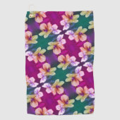 繊細な黄色の野花抽象芸術アートパターン ゴルフタオル (正面)