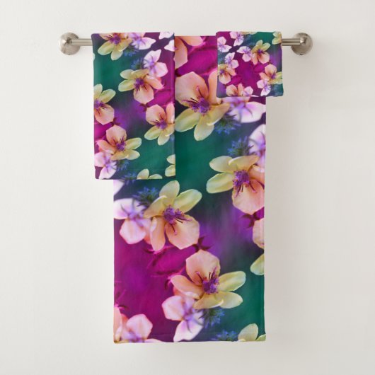 繊細な黄色の野花抽象芸術アートパターン バスタオルセット (インサイチュ)