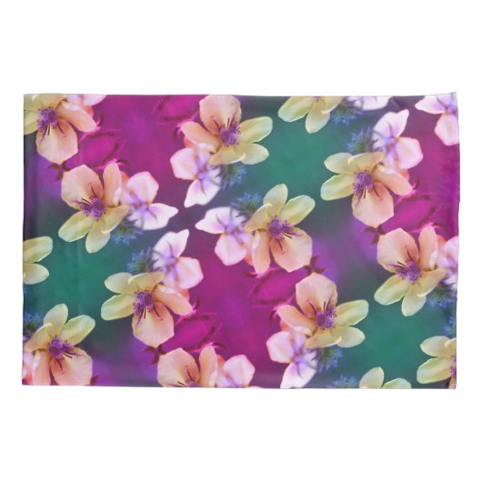 繊細な黄色の野花抽象芸術アートパターン 枕カバー (裏面)