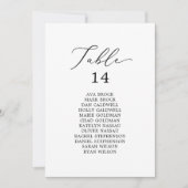 繊細な黒いテーブル番号座席表カード (正面)