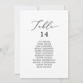 繊細な黒いテーブル番号座席表カード (裏面)