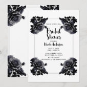 繊細な黒いバラ　ぼろぼろのシャワー 招待状 (正面/裏面)