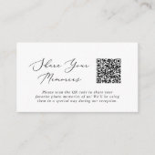 繊細な黒い写真の思い出QRコード結婚ズ エンクロージャーカード (正面)