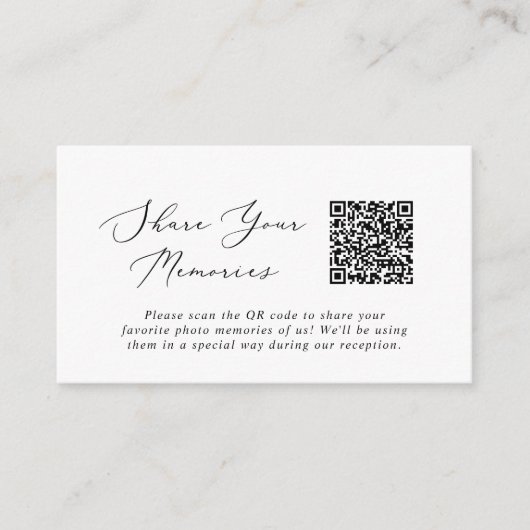 繊細な黒い写真の思い出QRコード結婚ズ エンクロージャーカード (正面)