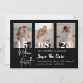 繊細な黒い写真コラージュ日付を保存 招待状 (正面)