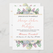 繊細な黒い書道が一結婚体に 招待状 (正面/裏面)