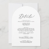 繊細な黒い書道のアーチ結婚全体 招待状 (裏面)