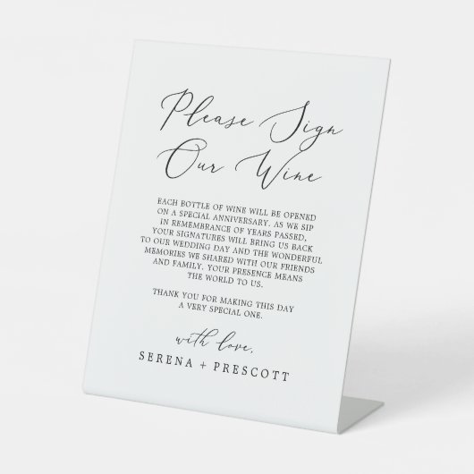 繊細な黒い書道のサイン私たちのワインサイン 台座サイン (正面)