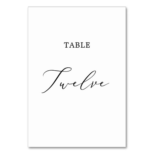 繊細な黒い書道のテーブル12 テーブルナンバー (正面)