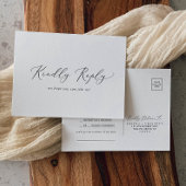 繊細な黒い書道の歌RSVPはがき インビテーションポストカード