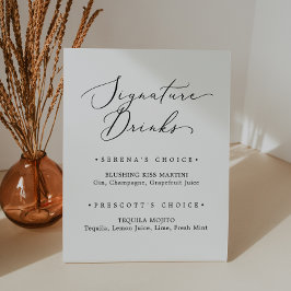 繊細な黒い書道の看板ドリンク 台座サイン