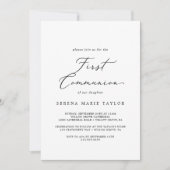 繊細な黒い書道の第一聖餐式 招待状 (正面)