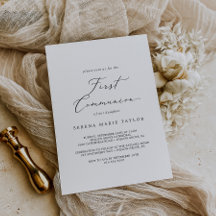 繊細な黒い書道の第一聖餐式