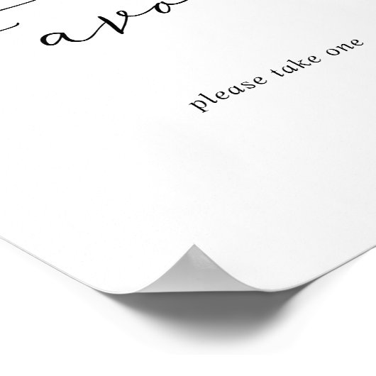 繊細な黒い書道の結婚式の引き出物標識 ポスター (角)