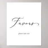 繊細な黒い書道の結婚式の引き出物標識 ポスター (正面)