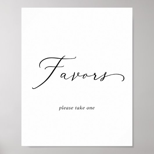 繊細な黒い書道の結婚式の引き出物標識 ポスター (正面)