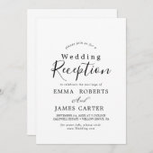 繊細な黒い書道の結婚披露宴 招待状 (正面/裏面)