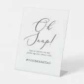 繊細な黒い書道オ結婚スナップのハッシュタグ 台座サイン (正面)