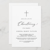 繊細な黒い書道クロス《キリスト教》洗礼式や命名式 招待状 (正面/裏面)