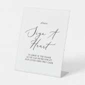 繊細な黒い書道ハート標識 台座サイン (正面)