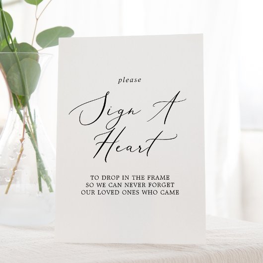 繊細な黒い書道ハート標識 台座サイン