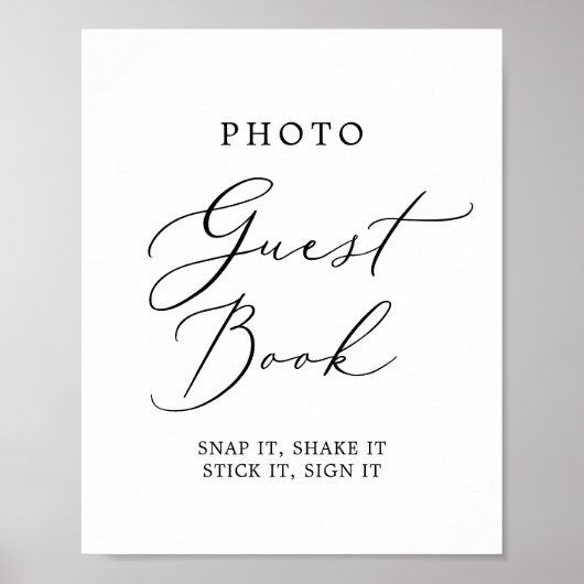繊細な黒い書道フォトゲストブックポスター ポスター (正面)