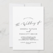 繊細な黒い書道モノグラムバック結婚ズ 招待状 (正面)