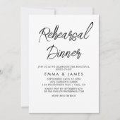 繊細な黒い書道リハーサル夕食Invita 招待状 (正面)
