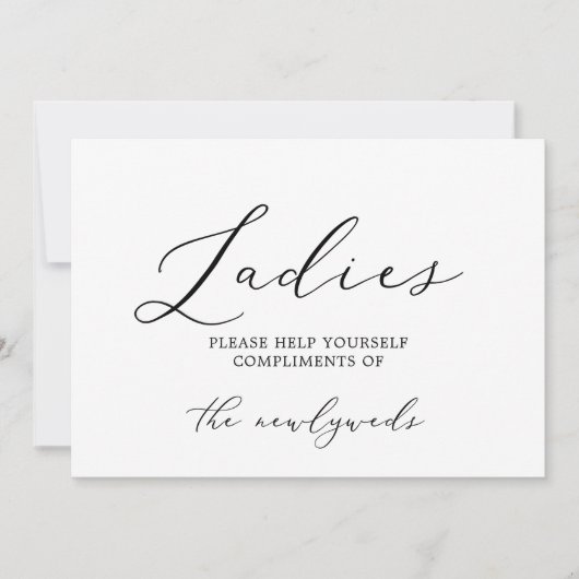 繊細な黒い書道レディースバスルームサイン 招待状 (正面)