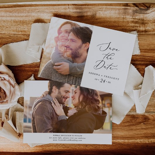 繊細な黒い書道写真日付を保存 セーブザデート