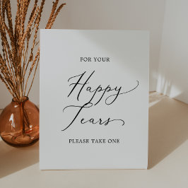 繊細な黒い書道幸せな涙の組織 台座サイン