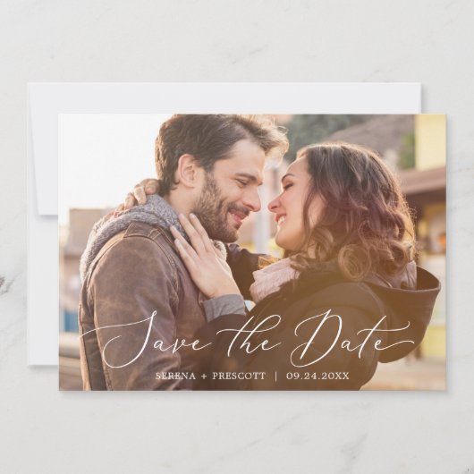 繊細な黒い書道水平ダークフォト セーブザデート (正面)