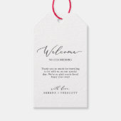 繊細な黒い書道結婚の歓迎 ギフトタグ (正面)