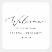 繊細な黒い書道結婚の歓迎 スクエアシール (正面)