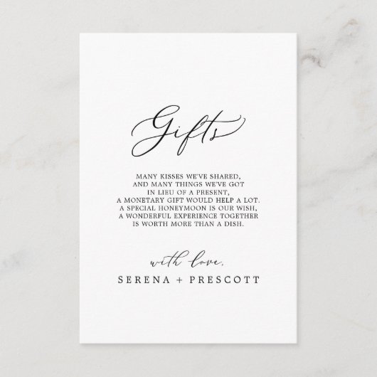 繊細な黒い書道結婚式の贈り物 エンクロージャーカード (正面)