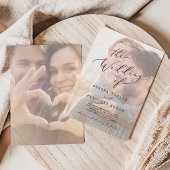 繊細な黒い書道 |色あせ結婚た写真のI 招待状