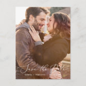 繊細な黒の暗い写真テンプレート日付を保存 インビテーションポストカード (正面)