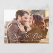 繊細な黒の水平暗い写真日付を保存 インビテーションポストカード (正面)