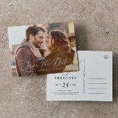 繊細な黒の水平暗い写真日付を保存 インビテーションポストカード