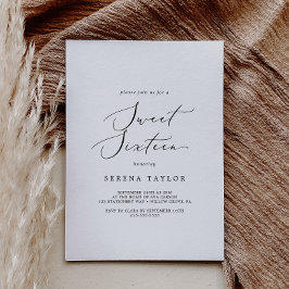 繊細な黒書道Sweet sixteen誕生日 招待状