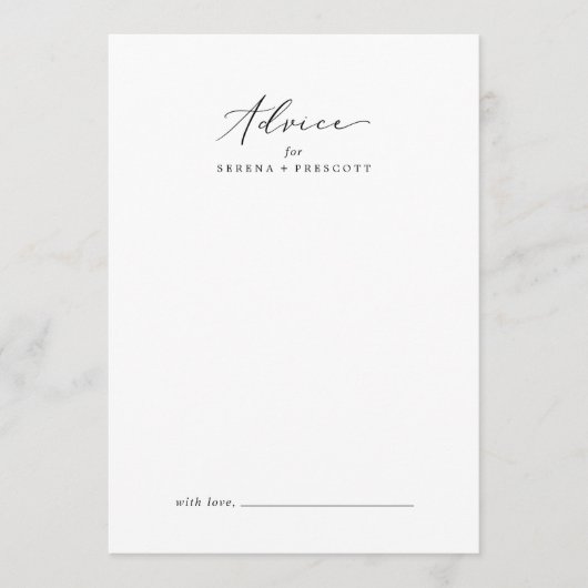 繊細な黒結婚書 アドバイスカード (正面)
