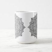 繊細な黒線の曼荼羅アート コーヒーマグカップ (中央)
