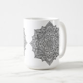 繊細な黒線の曼荼羅アート コーヒーマグカップ (正面右)